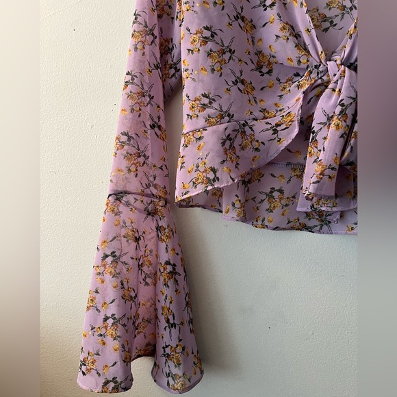 TIE FRONT CHIFFON LONG SLEEVE - Picture 2 of 3